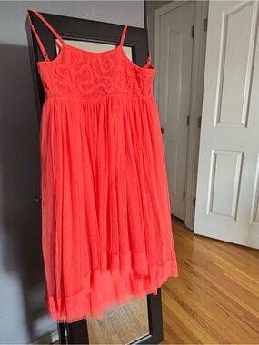 Eliana et Lena Coral Tulle & Lace Party Dress